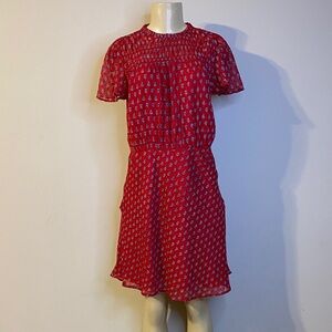 Loft Petites Red Short Sleeve Dress Size 6P